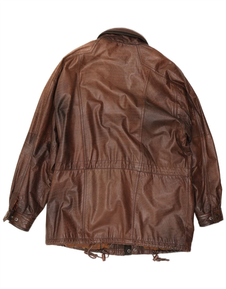 Vintage Mens Leather Jacket IT 50 Large Brown
