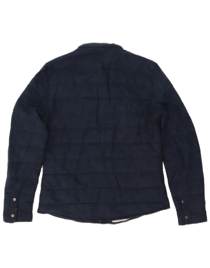 Zara Mens Padded Jacket UK 36 Small Navy Blue Polyester