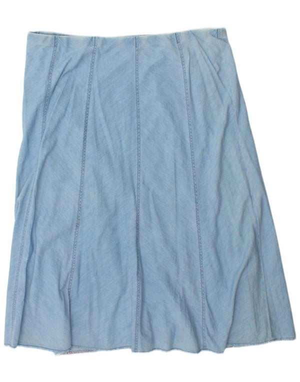 Marks & Spencer Womens A-Line Skirt UK 20 2XL W40 Blue Cotton
