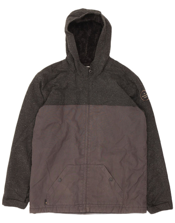 Quiksilver Boys Hooded Windbreaker Jacket 15-16 Years XL Grey Flecked