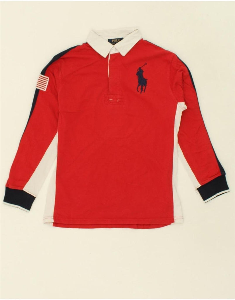 POLO RALPH LAUREN Boys Long Sleeve Polo Shirt 10-11 Years Medium   Red | Vintage Polo Ralph Lauren | Thrift | Second-Hand Polo Ralph Lauren | Used Clothing | Messina Hembry 