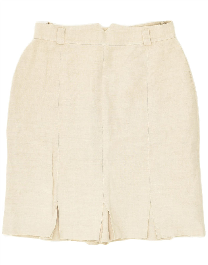 HIRSCH Womens Pencil Skirt IT 42 Medium W30  Beige Linen Vintage Hirsch and Second-Hand Hirsch from Messina Hembry 