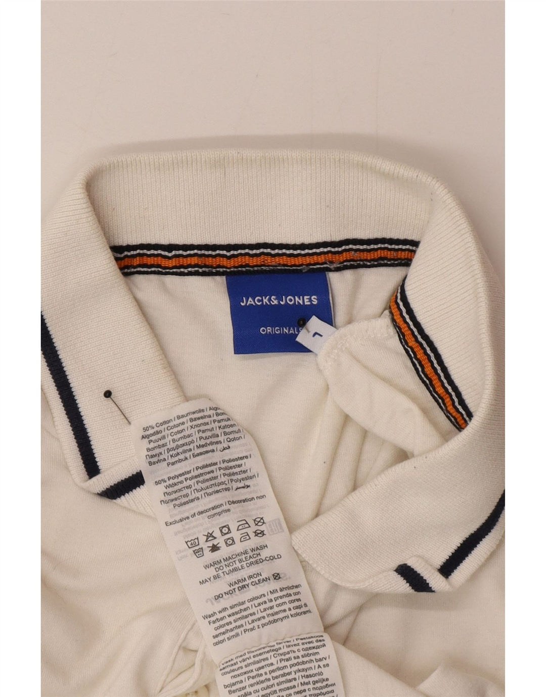 Jack & Jones Mens Polo Shirt Large White Cotton