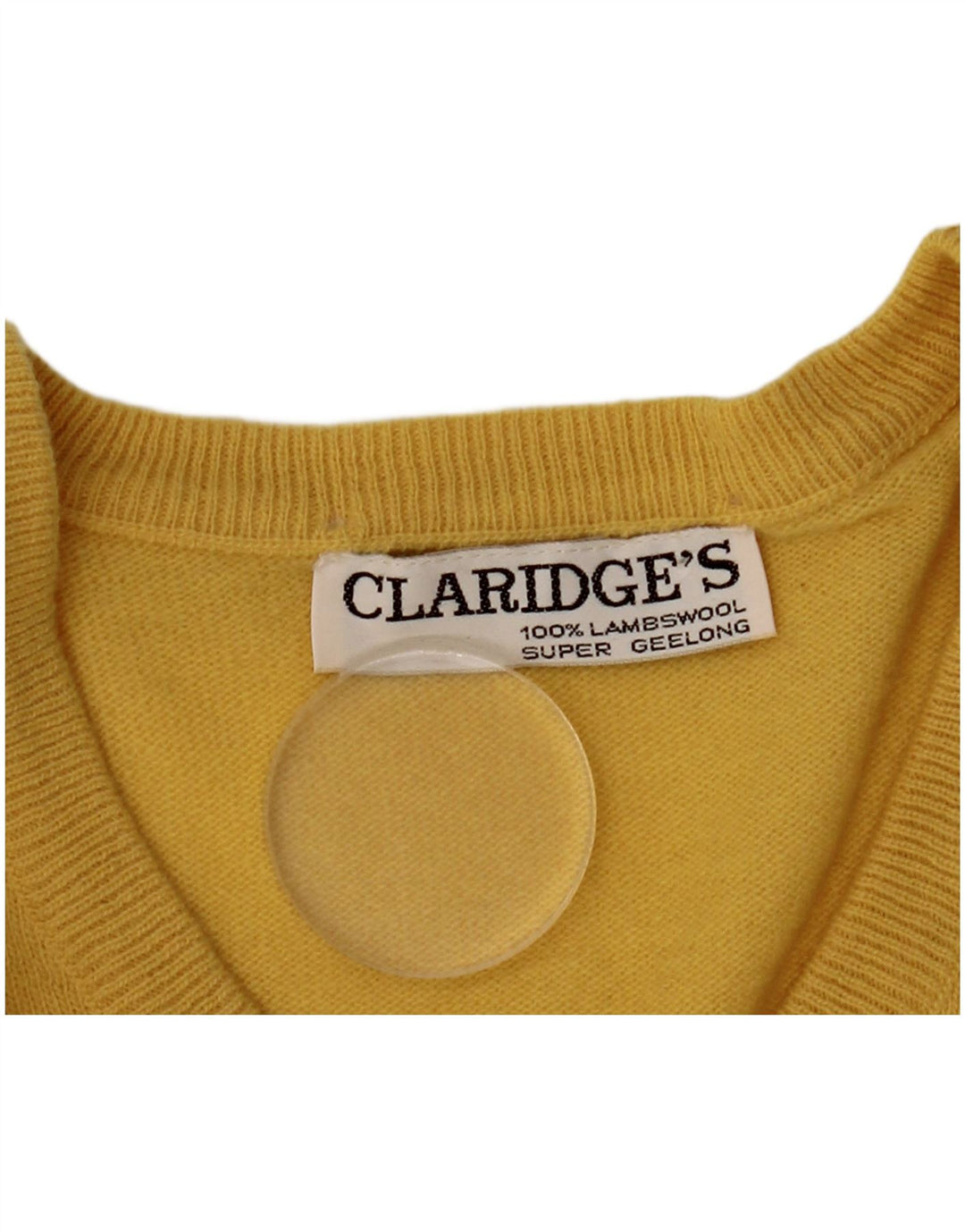 Claridges Mens V-Neck Jumper Sweater Large Yellow Lambswool