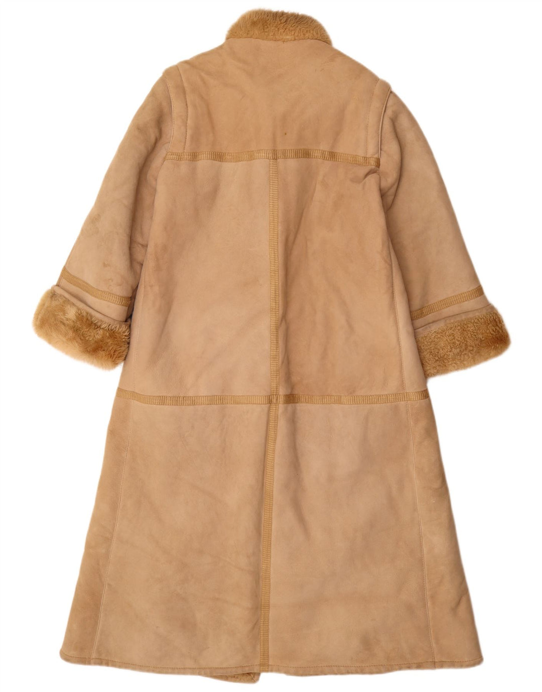 Vintage Womens Shearling Coat IT 44 Medium Beige Leather