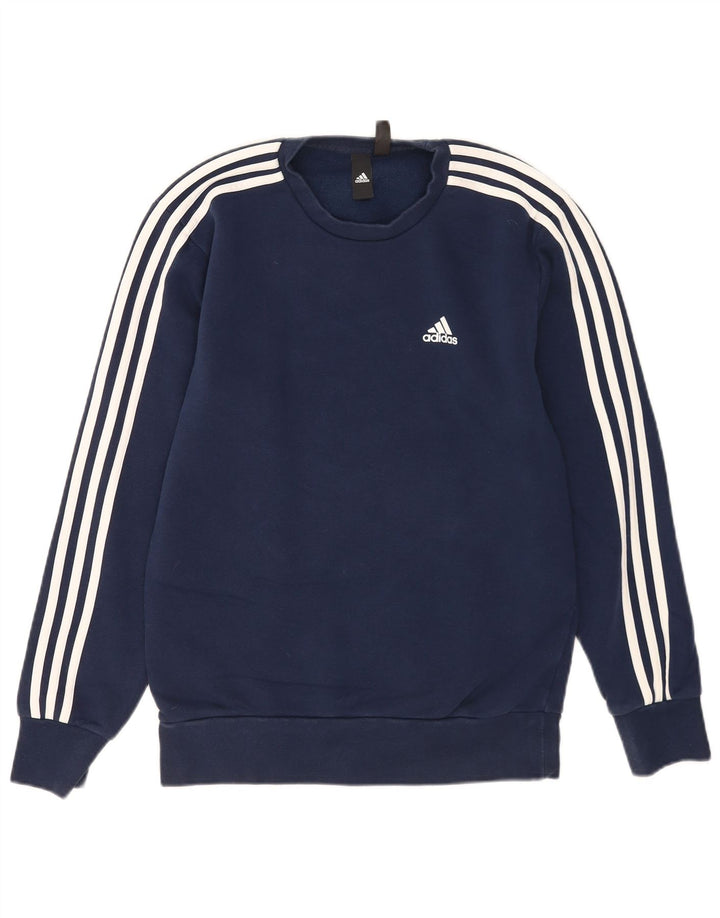 Adidas Mens Sweatshirt Jumper Small Navy Blue Cotton
