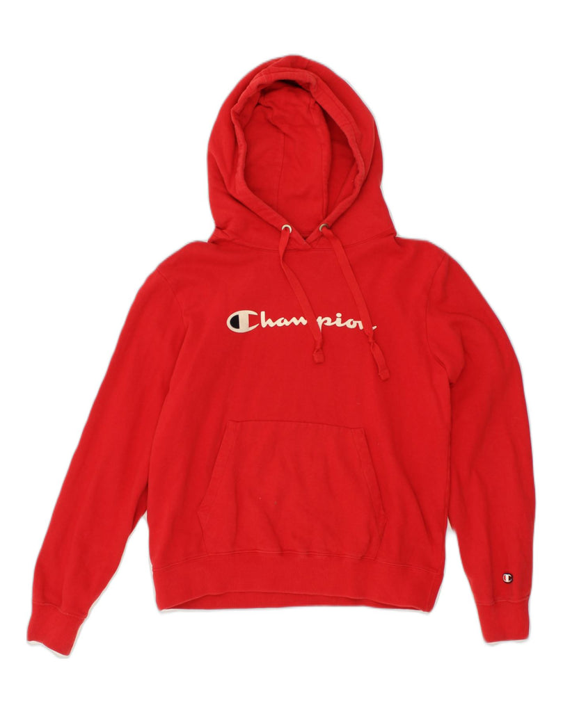 CHAMPION Mens Graphic Hoodie Jumper Small Red Cotton | Vintage Champion | Thrift | Second-Hand Champion | Used Clothing | Messina Hembry 