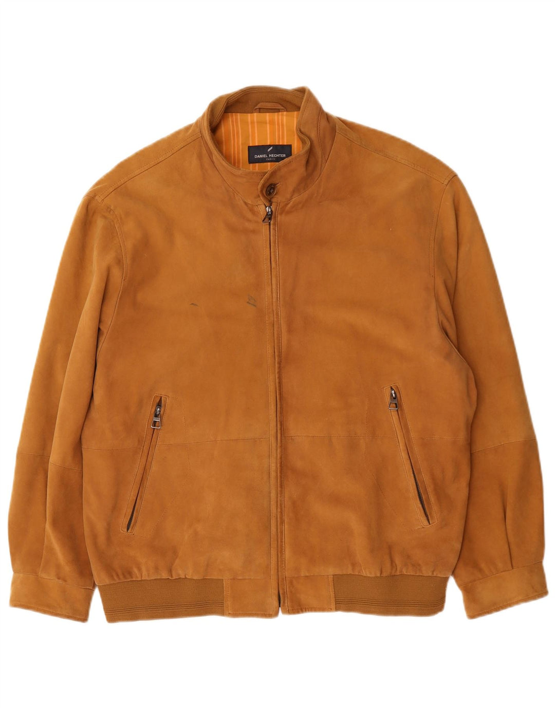 Daniel Hechter Mens Suede Bomber Jacket UK 40 Large Brown Leather