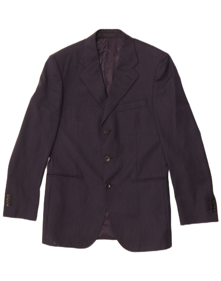 Boggi Mens 3 Button Blazer Jacket IT 46 Small Navy Blue Pinstripe Wool