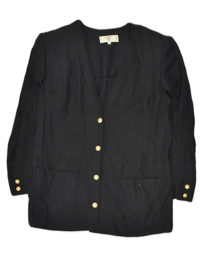 VALENTINO Womens 4 Button Blazer Jacket IT 46 Large Black Acrylic | Vintage Valentino | Thrift | Second-Hand Valentino | Used Clothing | Messina Hembry 