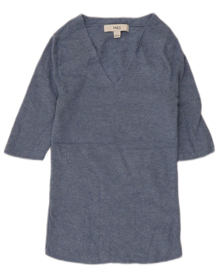 Marks & Spencer Womens Blouse Top UK 8 Small Blue Viscose