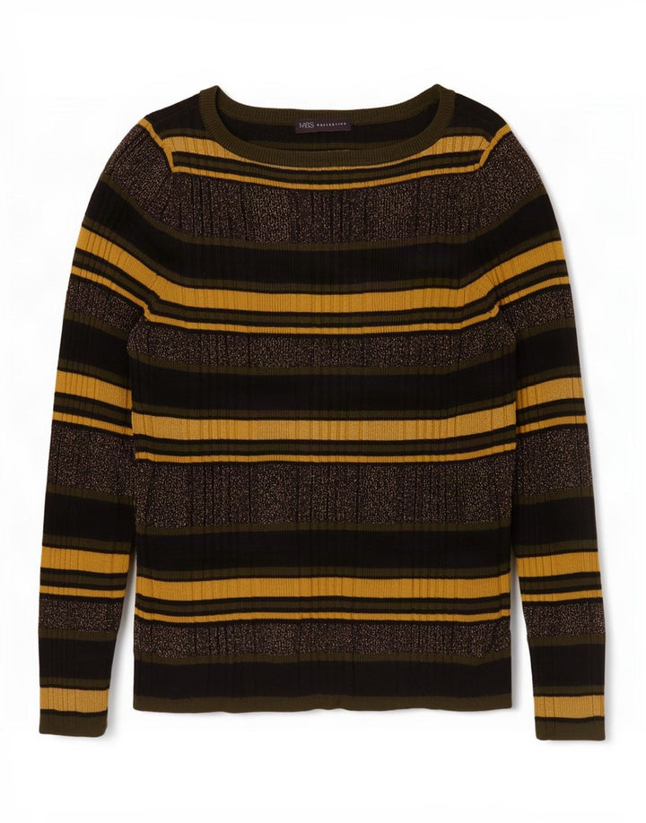 Marks & Spencer Womens Boat Neck Jumper Sweater UK 16 Large Multicoloured