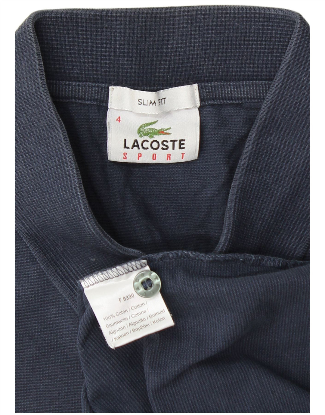 LACOSTE Mens Slim Fit Polo Shirt Size 4 Medium Navy Blue Cotton