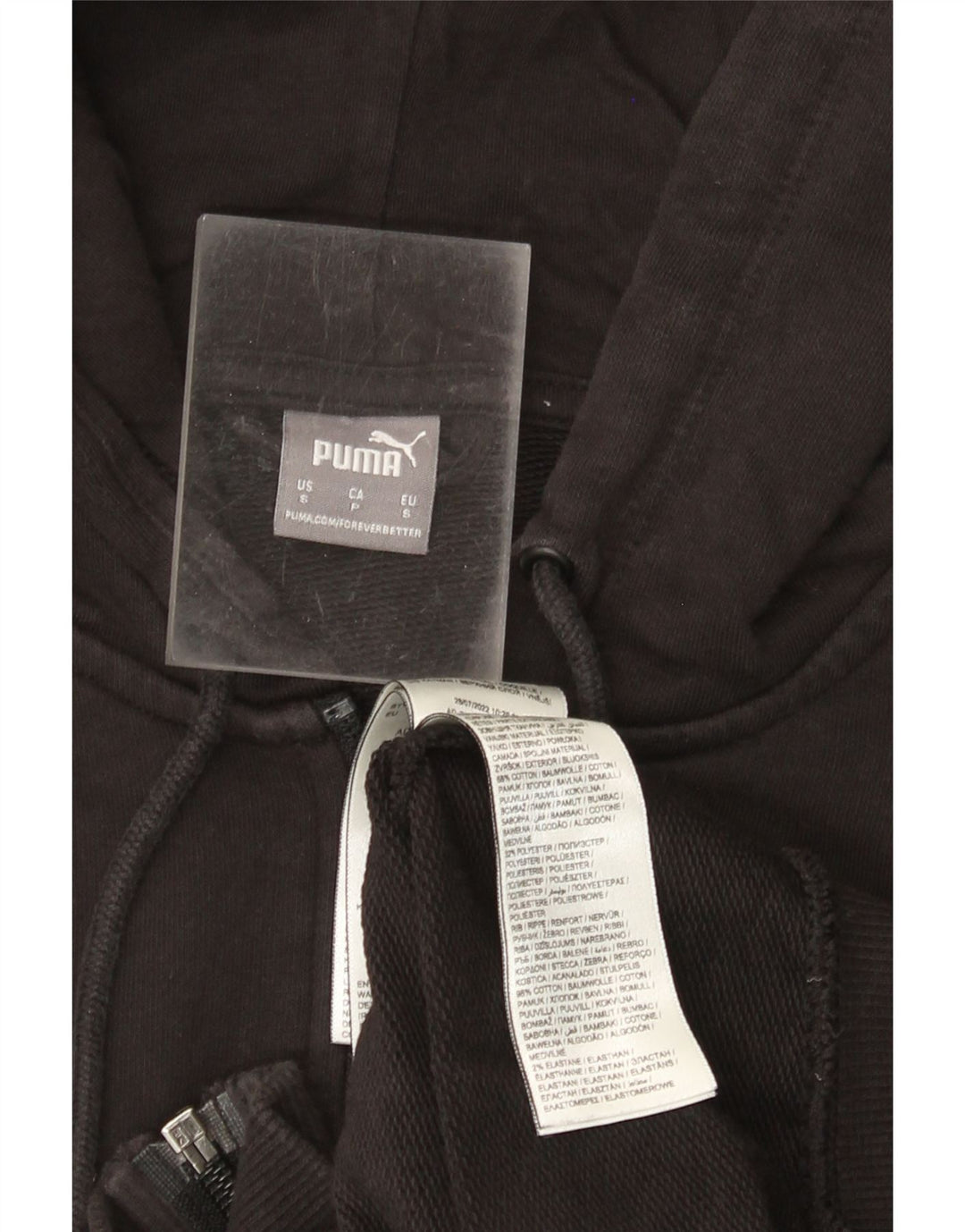 PUMA Womens Graphic Zip Hoodie Sweater UK 10 Small Black Cotton