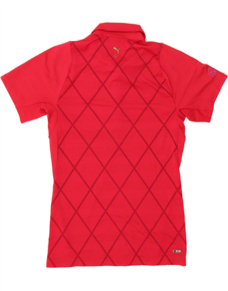 PUMA Womens Polo Shirt UK 10 Small Red Argyle/Diamond Vintage Puma and Second-Hand Puma from Messina Hembry 