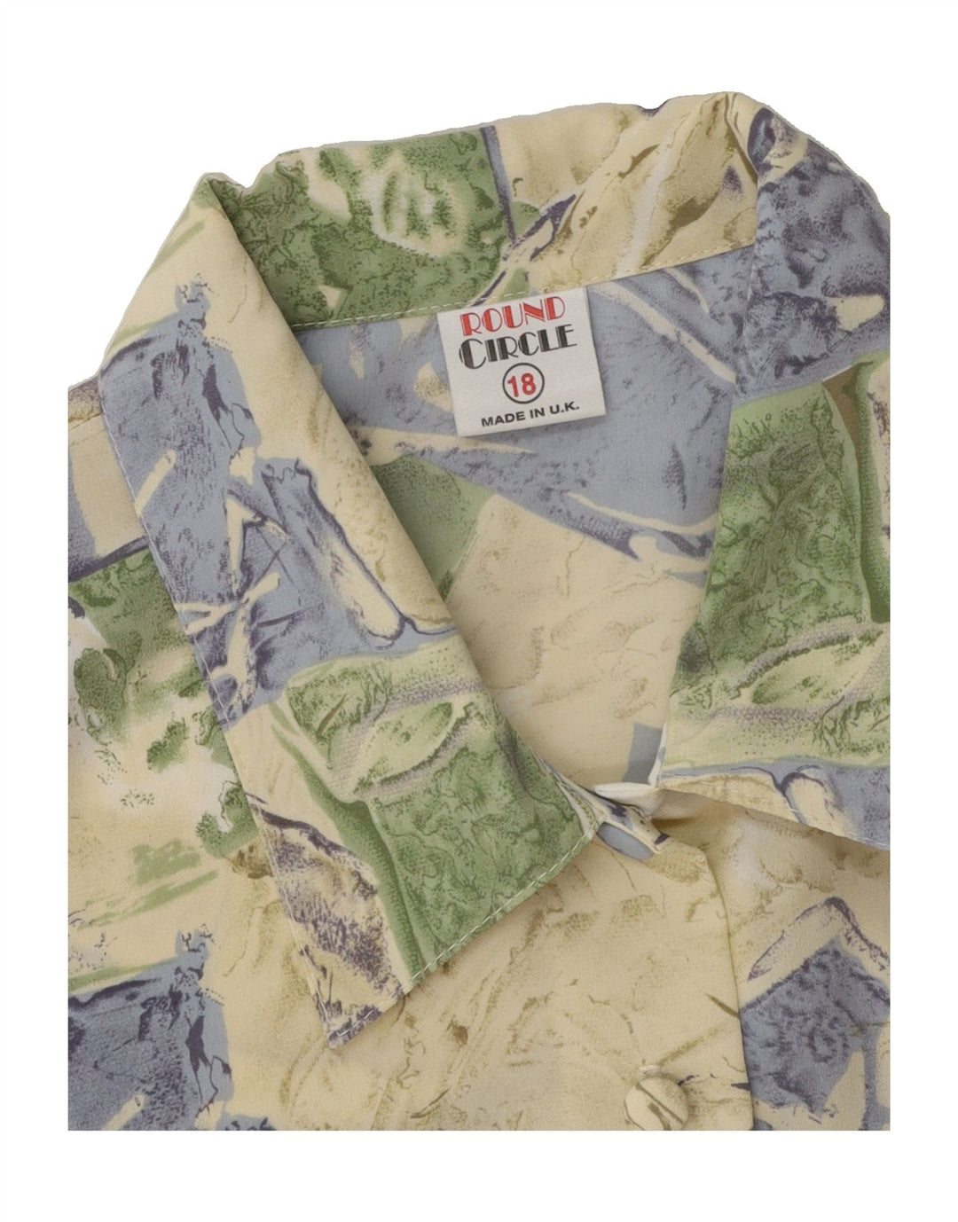 VINTAGE Womens Short Sleeve Shirt UK 18 XL Beige Patchwork Polyester Vintage Vintage and Second-Hand Vintage from Messina Hembry 