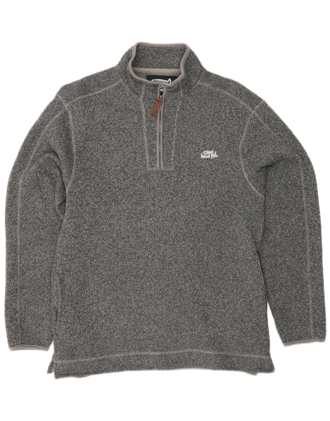 WEIRD FISH Mens Zip Neck Sweatshirt Jumper Medium Grey Polyester