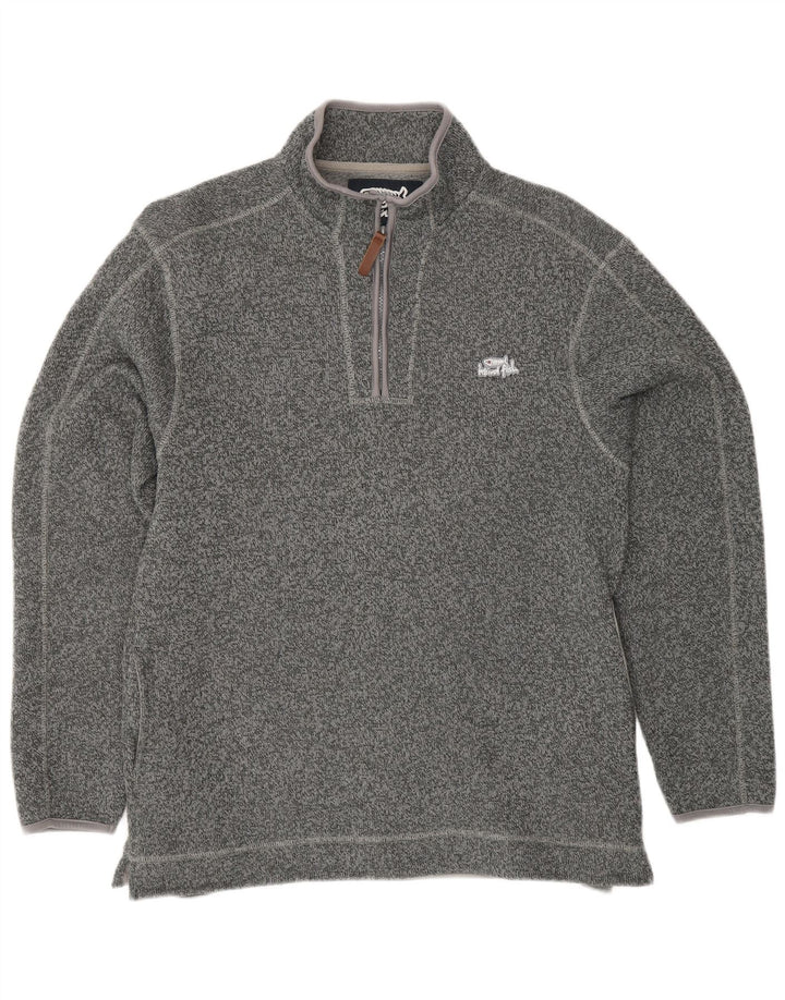 WEIRD FISH Mens Zip Neck Sweatshirt Jumper Medium Grey Polyester