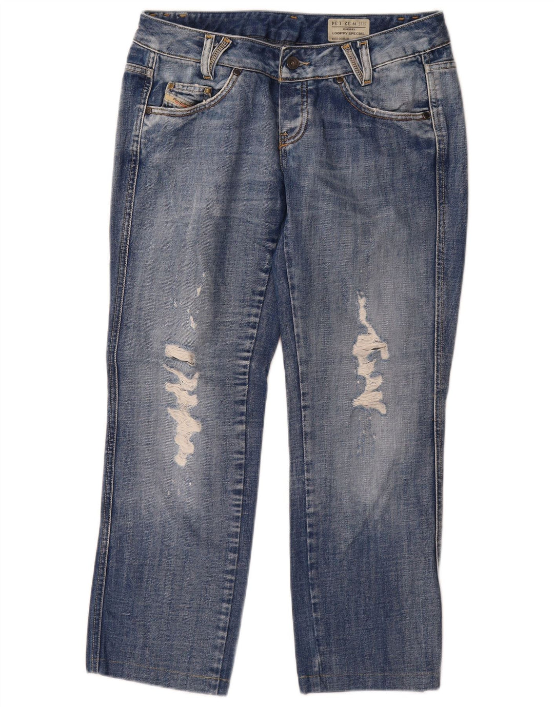 Diesel Womens Looppy Distressed Straight Jeans W32 L26 Blue Cotton