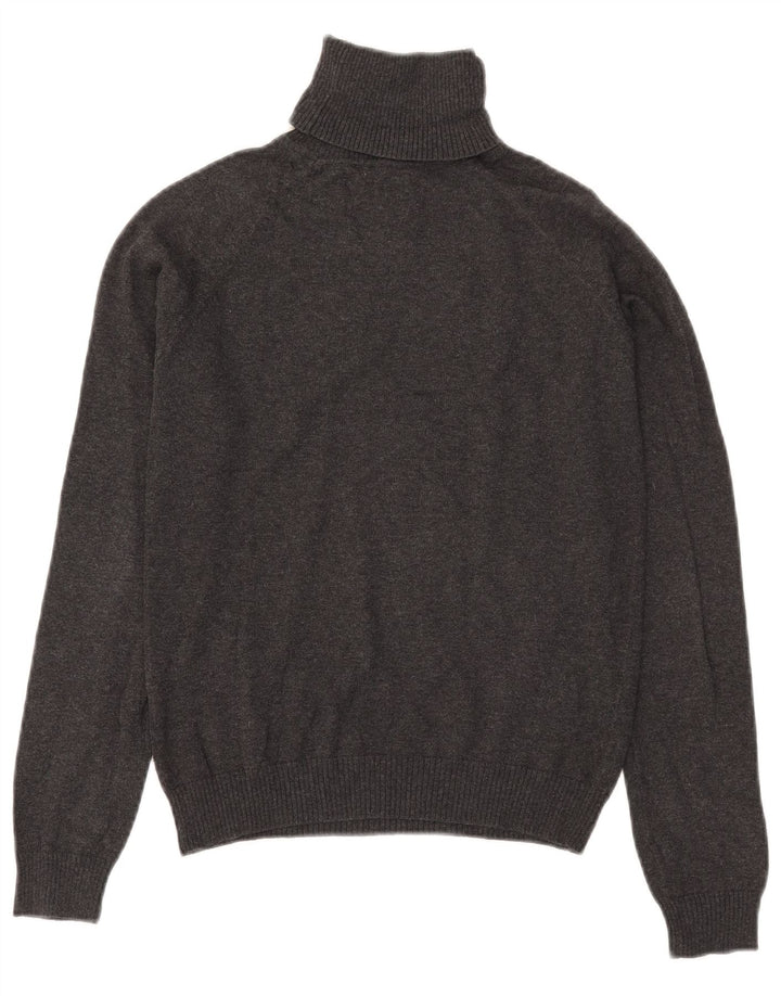 Zara Womens Crop Roll Neck Jumper Sweater UK 12 Medium Grey Cotton
