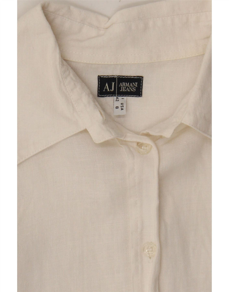 ARMANI JEANS Womens Shirt US 8 Medium White Vintage Armani Jeans and Second-Hand Armani Jeans from Messina Hembry 