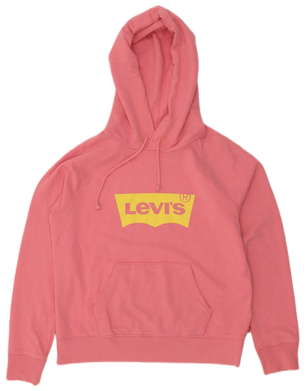 Levi's Womens Graphic Hoodie Jumper UK 14 Medium Pink Cotton