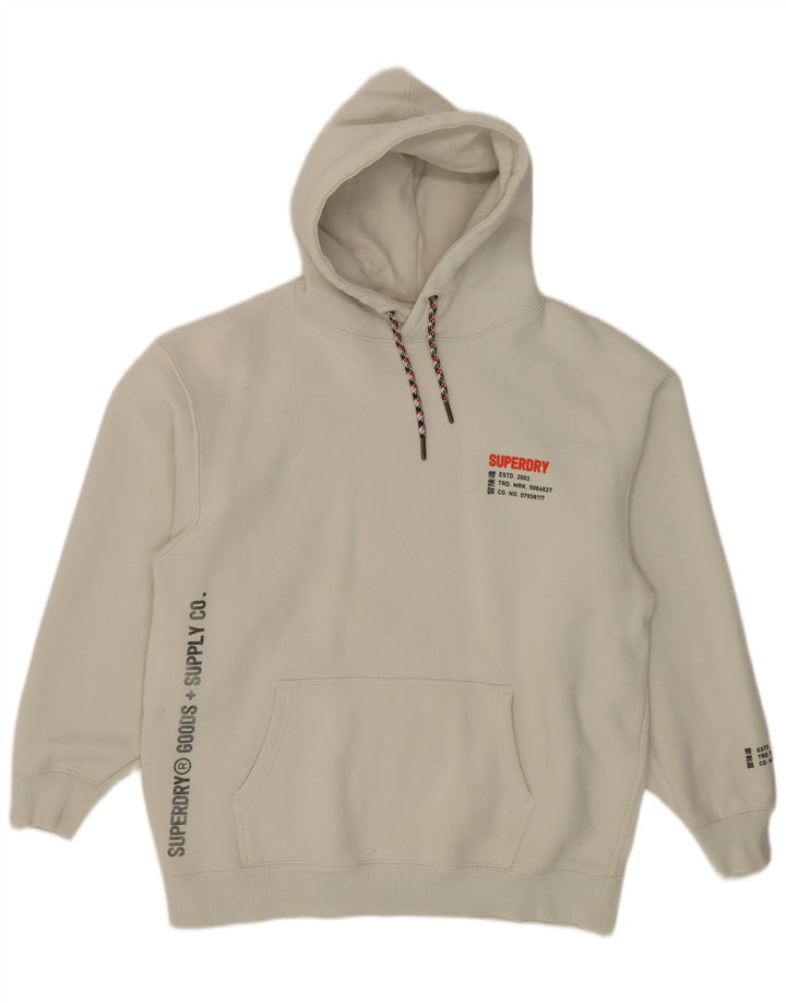Superdry Mens Graphic Hoodie Jumper Medium White Cotton