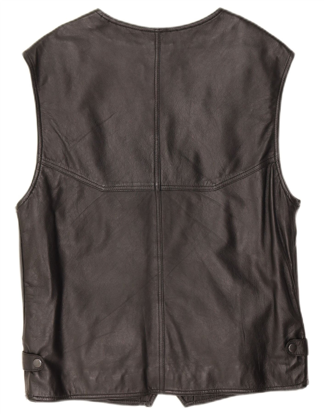 Vintage Mens Leather Waistcoat IT 48 Small Black