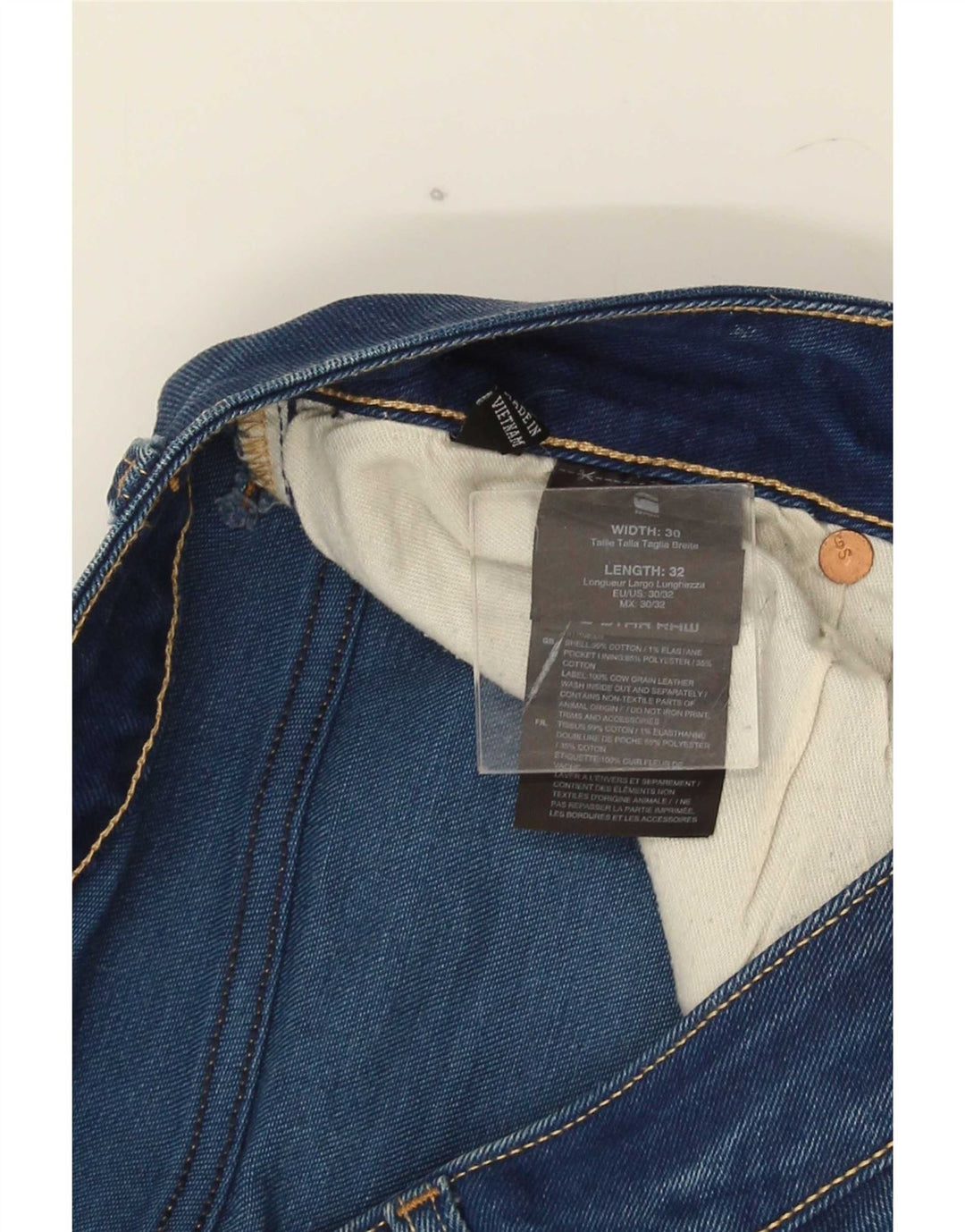 G-Star Mens 3301 Slim Jeans W30 L32 Blue Cotton