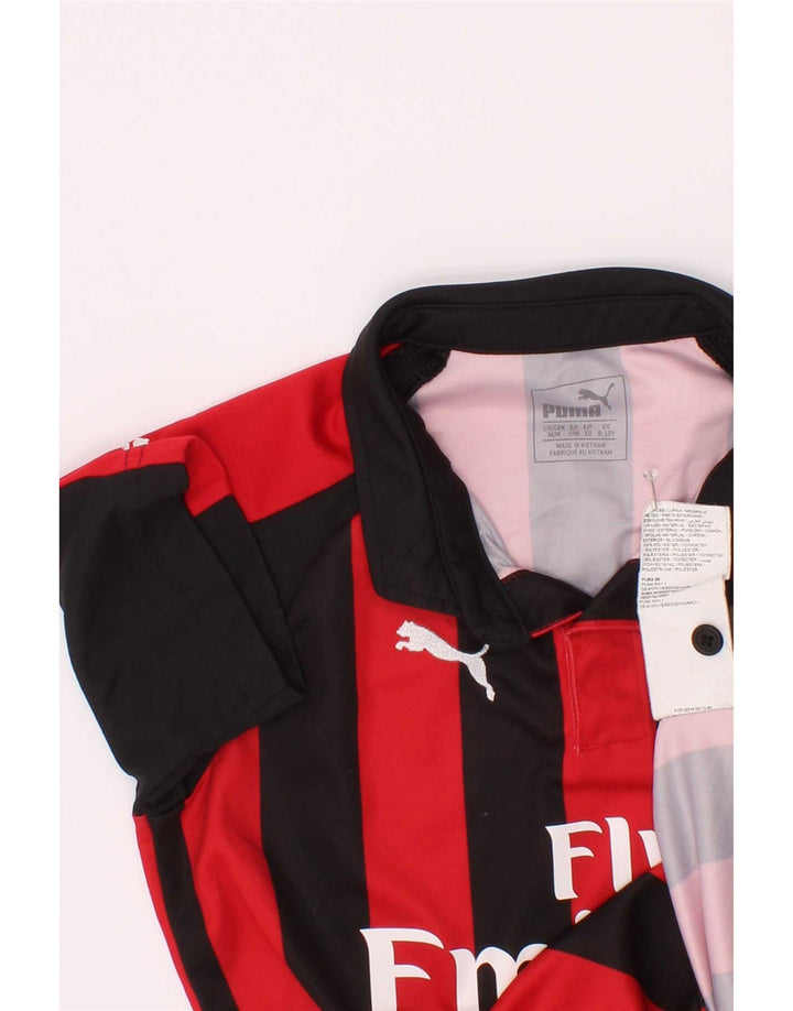 Puma Boys AC Milan Graphic Polo Shirt 9-10 Years Red Striped Polyester