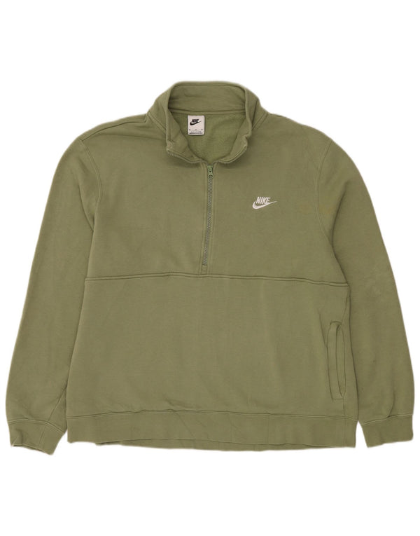 Nike Mens Zip Neck Sweatshirt Jumper XL Green Cotton