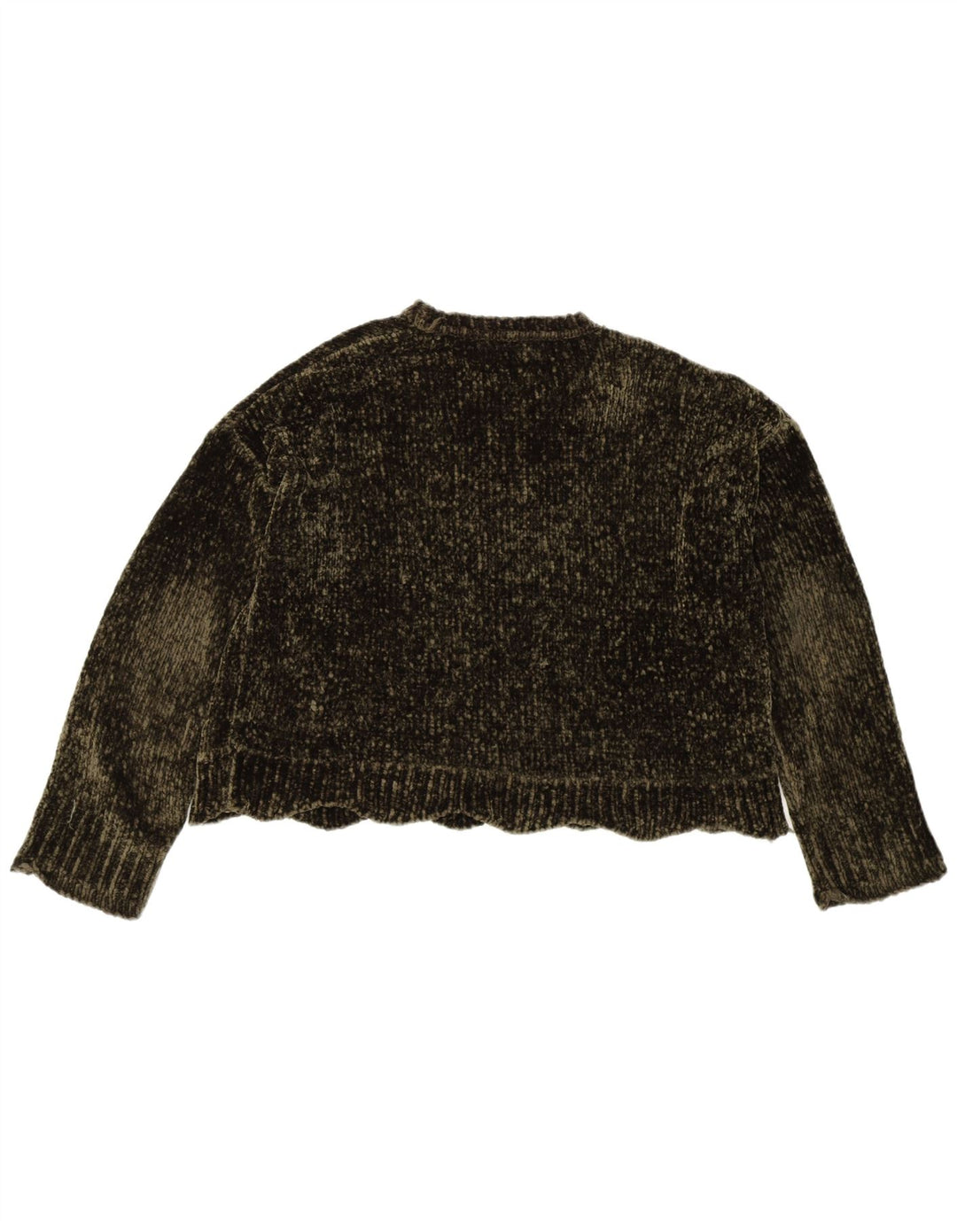 Zara Womens Oversized Boat Neck Jumper Sweater UK 10 Small Khaki Polyester