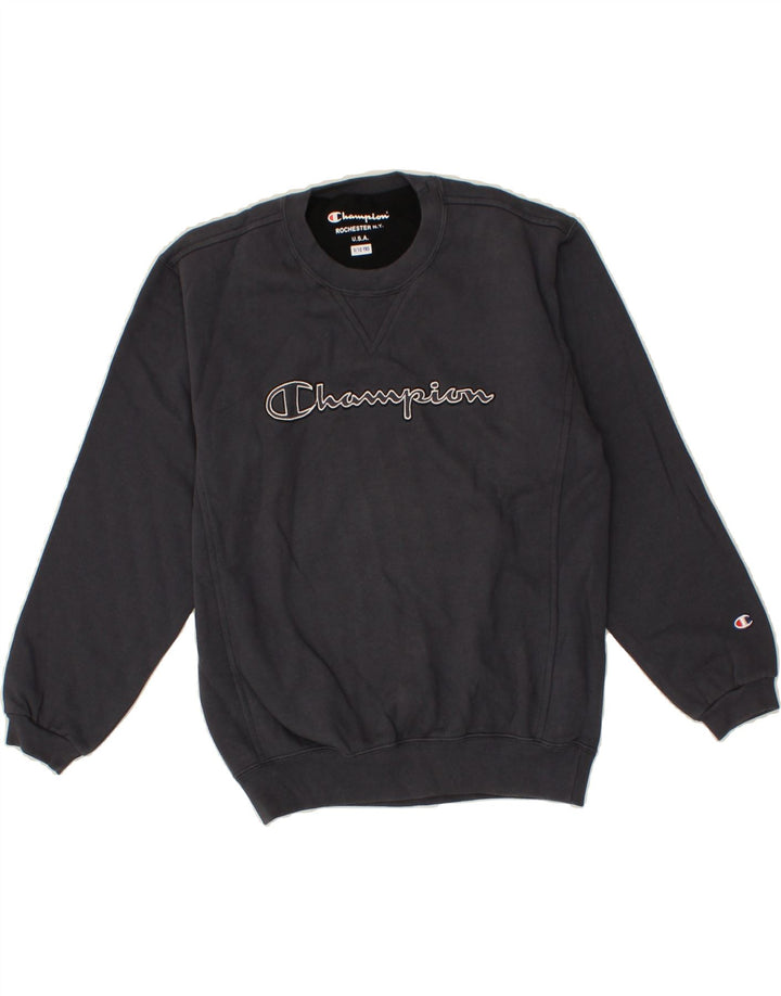 CHAMPION Boys Graphic Sweatshirt Jumper 9-10 Years Navy Blue Cotton Vintage Champion and Second-Hand Champion from Messina Hembry 