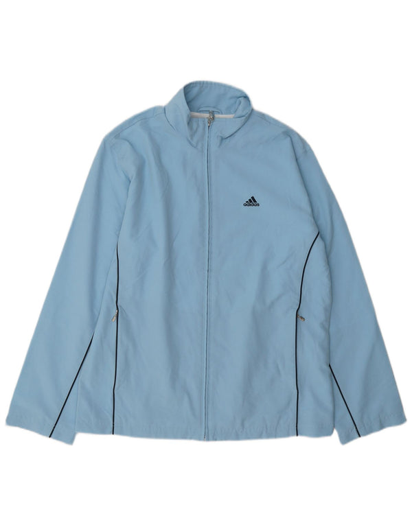 Adidas Womens Tracksuit Top Jacket UK 12 Medium Blue Polyester