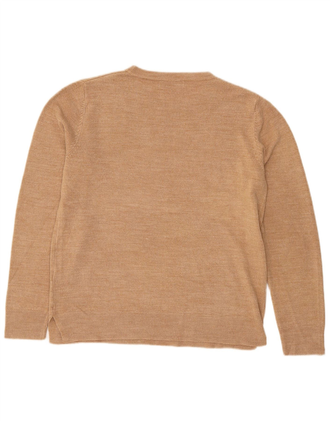 Marks & Spencer Womens Crew Neck Jumper Sweater UK 14 Medium Beige Acrylic