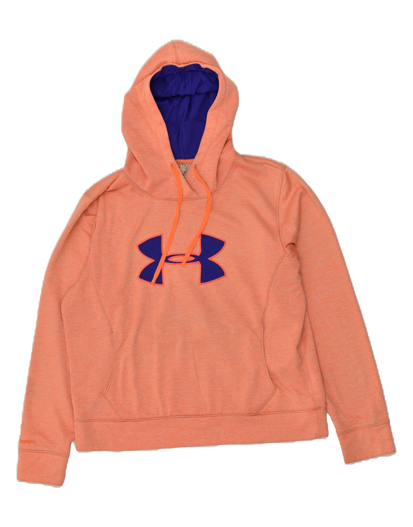 UNDER ARMOUR Womens Tall Loose Fit Graphic Hoodie Jumper UK 18 XL Orange | Vintage Under Armour | Thrift | Second-Hand Under Armour | Used Clothing | Messina Hembry 