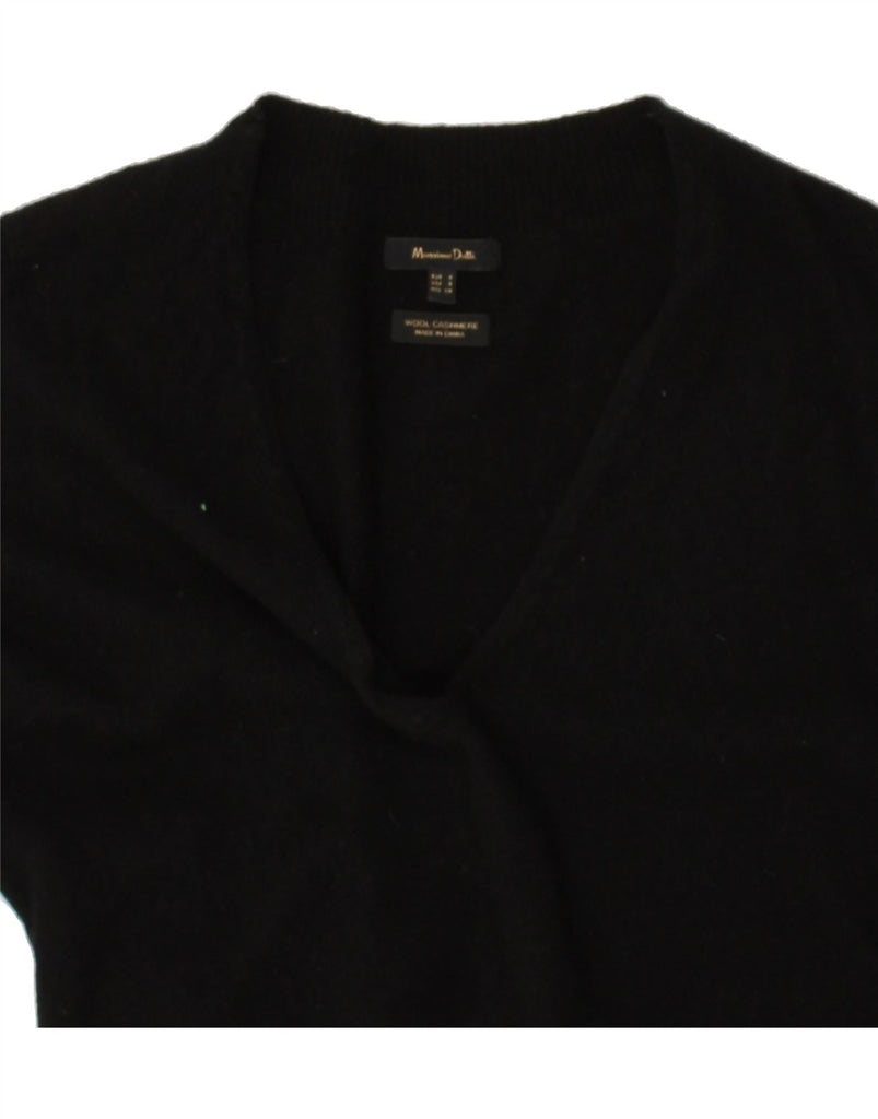 MASSIMO DUTTI Womens V-Neck Jumper Sweater UK 10 Small Black Wool | Vintage Massimo Dutti | Thrift | Second-Hand Massimo Dutti | Used Clothing | Messina Hembry 