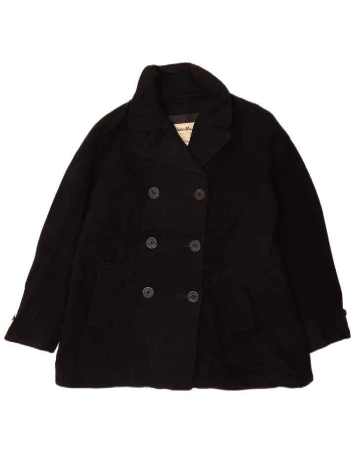 Eddie Bauer Womens Petite Pea Coat UK 14 Medium Black Wool
