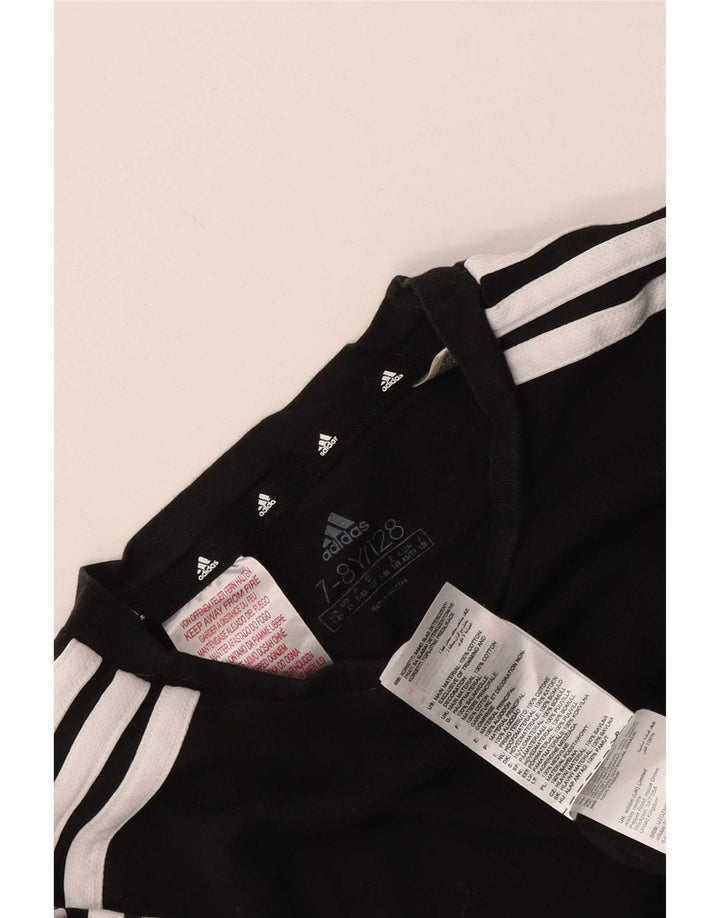 Adidas Boys T-Shirt Top 7-8 Years Black Cotton