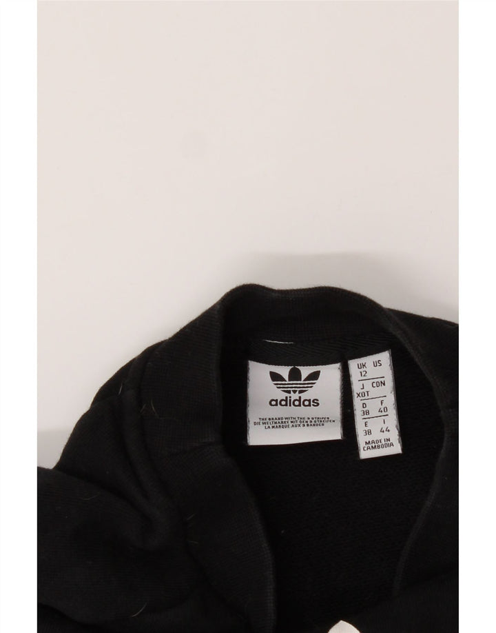 ADIDAS Womens Graphic Sweatshirt Jumper UK 12 Medium Black Cotton Vintage Adidas and Second-Hand Adidas from Messina Hembry 
