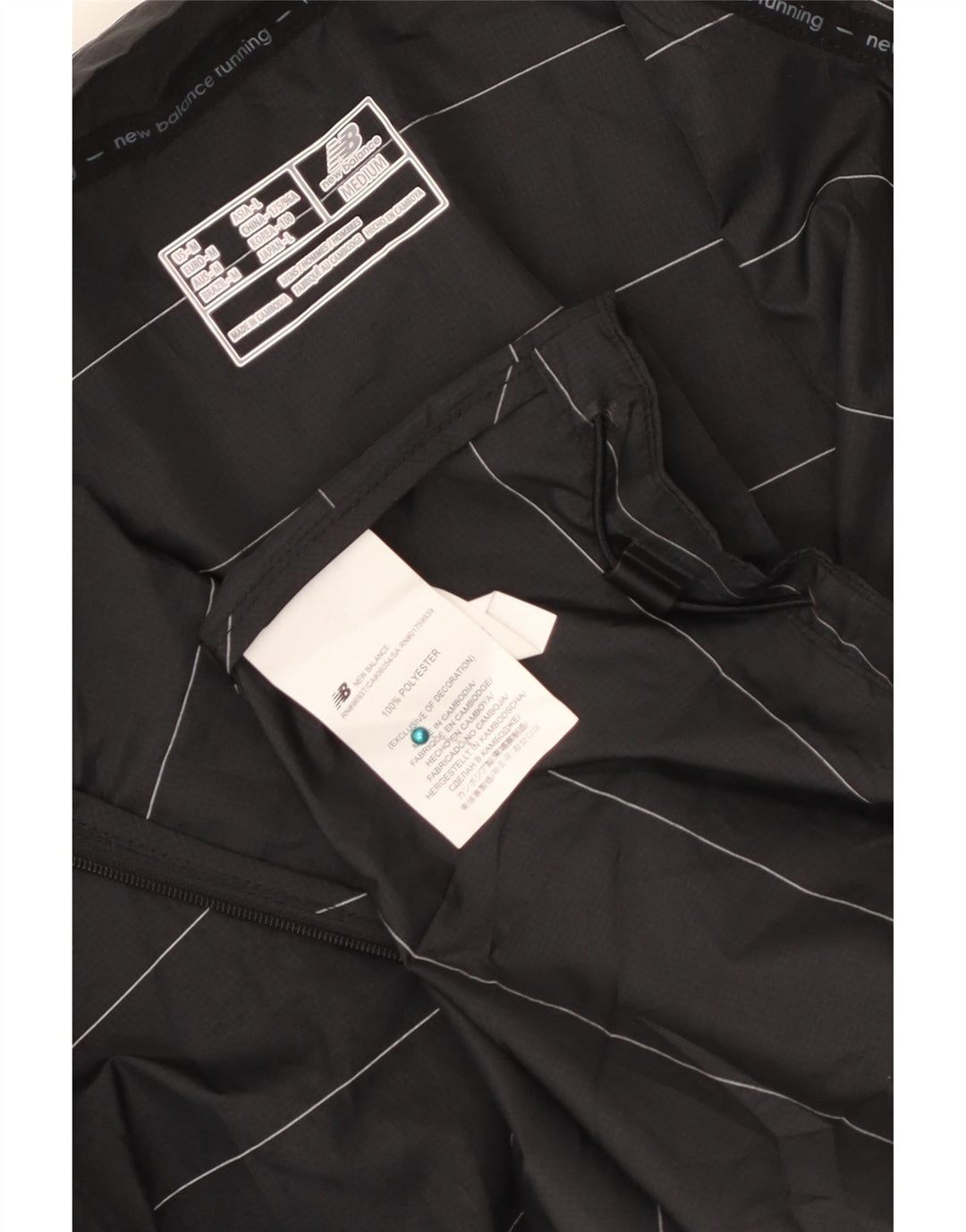 New Balance Mens Graphic Tracksuit Top Jacket Medium Black Striped