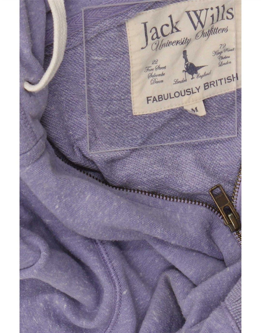 Jack Wills Mens Graphic Zip Hoodie Sweater Medium Purple Flecked Polyester