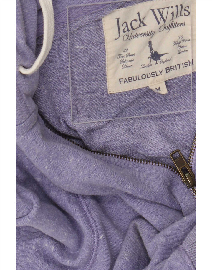 Jack Wills Mens Graphic Zip Hoodie Sweater Medium Purple Flecked Polyester