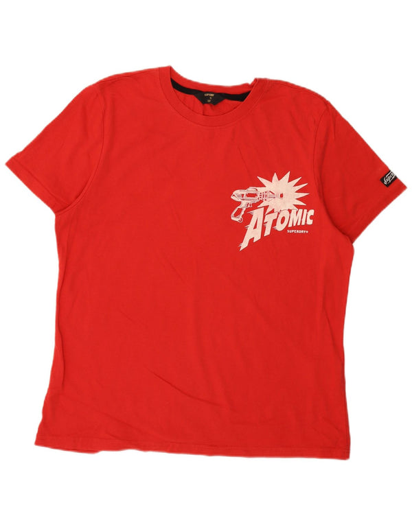 Superdry Womens Graphic T-Shirt Top UK 16 Large Red Cotton