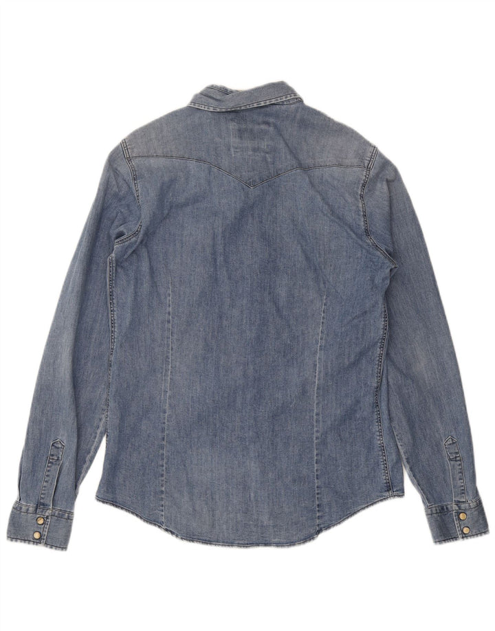 Roy Rogers Mens Denim Shirt Medium Blue Cotton