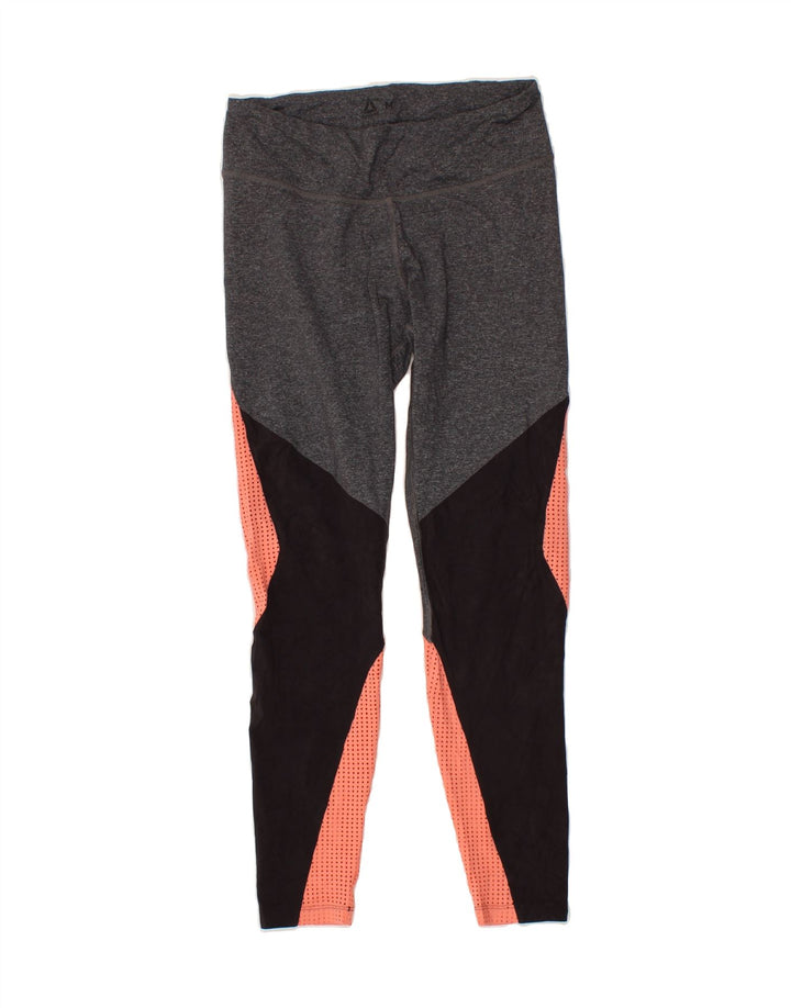 REEBOK Womens Leggings UK 12 Medium  Grey Colourblock Polyamide Vintage Reebok and Second-Hand Reebok from Messina Hembry 