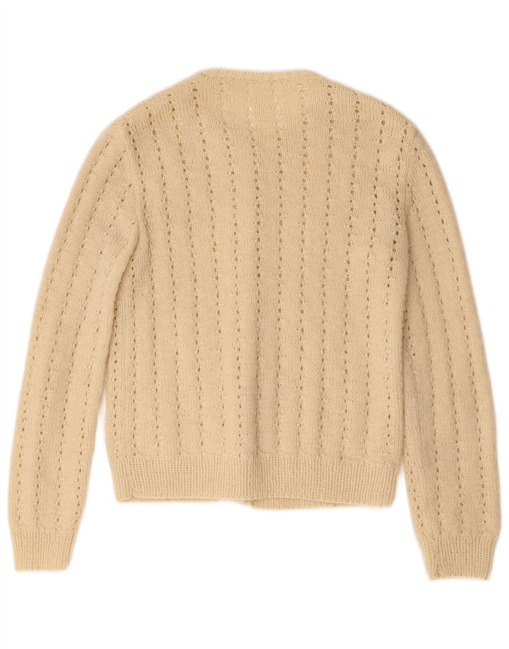 Vintage Womens Cardigan Sweater UK 10 Small Beige