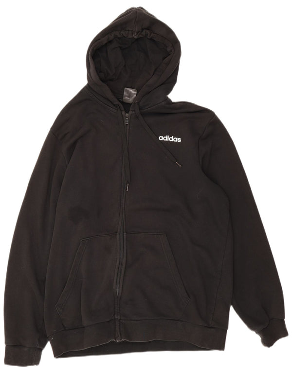 Adidas Mens Graphic Zip Hoodie Sweater XL Black Cotton
