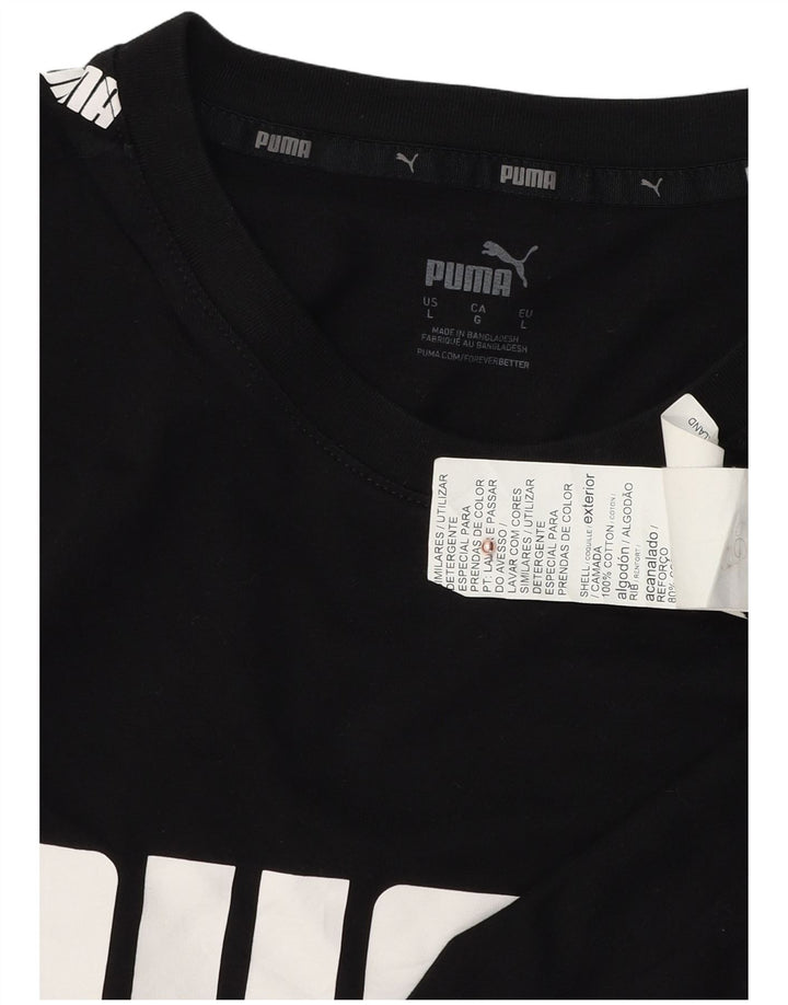 Puma Mens Graphic T-Shirt Top Large Black Cotton