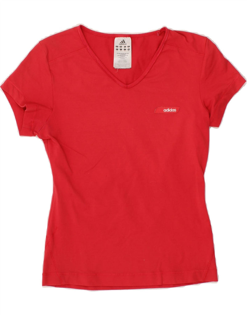 ADIDAS Womens T-Shirt Top UK 10 Small Red Polyester Vintage Adidas and Second-Hand Adidas from Messina Hembry 